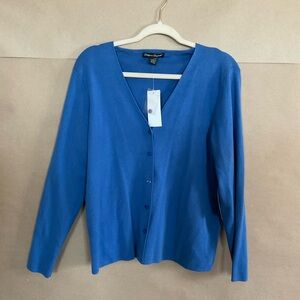 Designers Originals Royal Blue V-Neck Sweater. Cardigan. NWT. Size L
